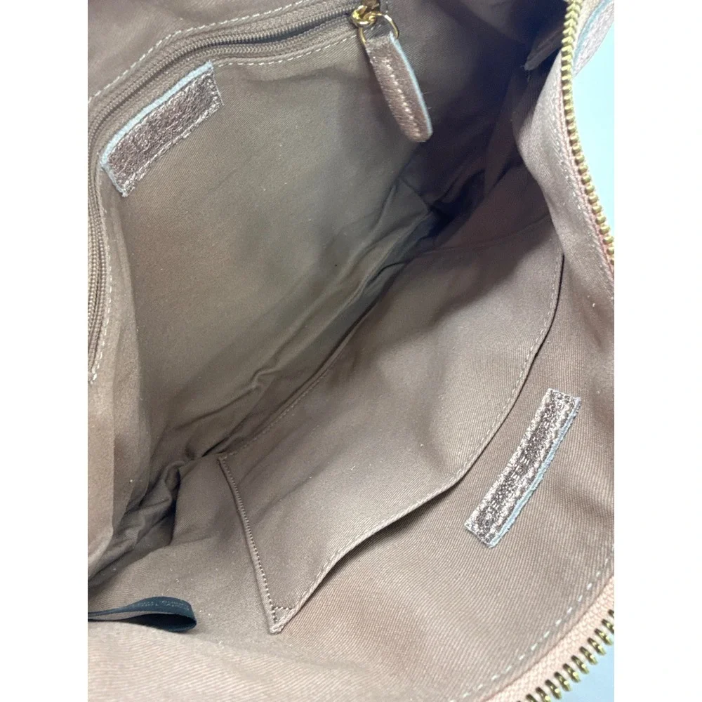 GIGI New York Metallic Rose Gold Leather Tote Crossbody Bag Gold Hardware EUC